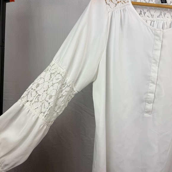 Zac & Rachel White Sheer Lace Blouse size XL - Picture 4 of 7